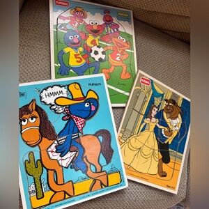 Vintage Playskool Puzzle Set - Disney and Sesame Street Cartoon Characters